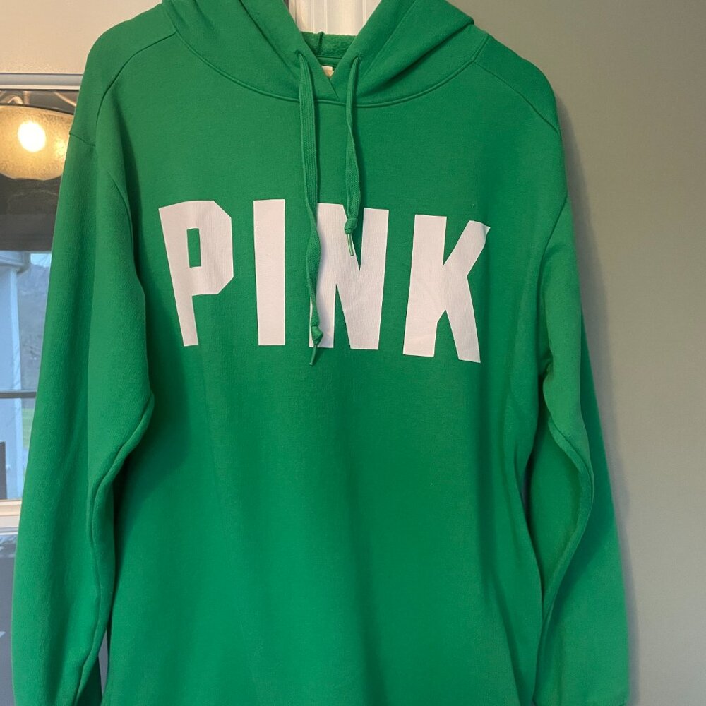 Victoria Secret PINK Hoodie Medium Green Women - Picture 2 of 3